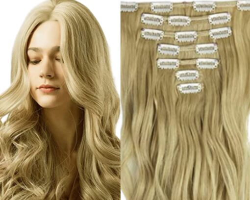 18 inch clip in hair extension blonde body wave long 1
