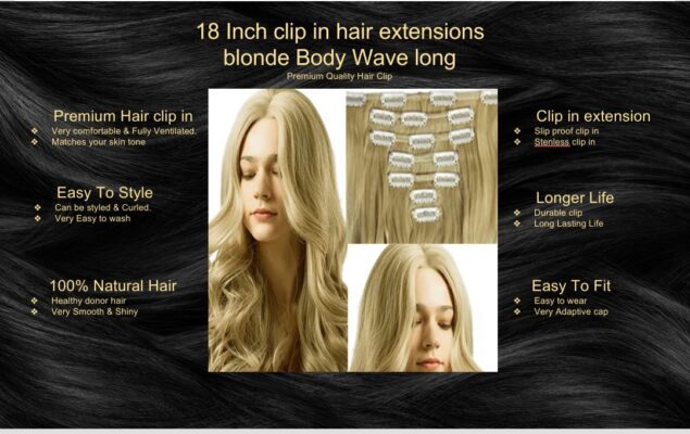 18 inch clip in hair extension blonde body wave long5