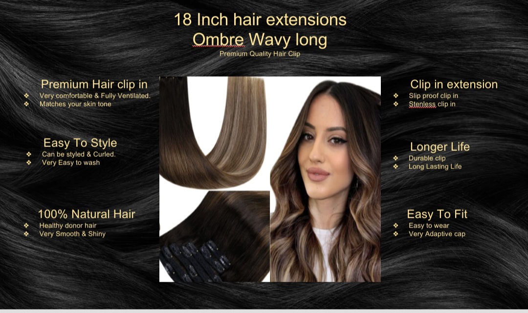 18 inch hair extensions-ombre wavy long5