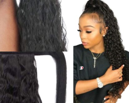 18 inch ponytail-black curly long 2