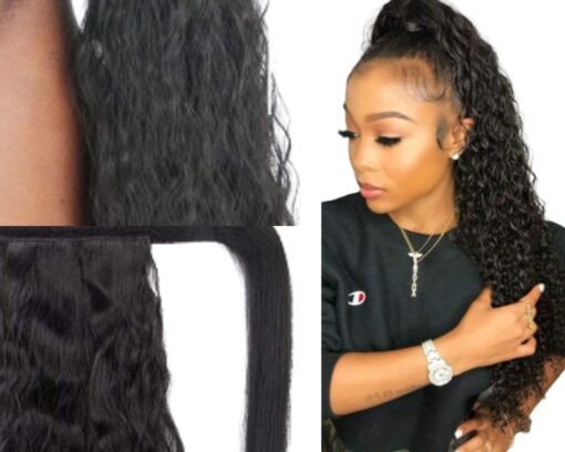 18 inch ponytail black curly long 2
