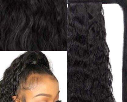 18 inch ponytail-black curly long 3