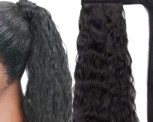 18 inch ponytail black curly long 4