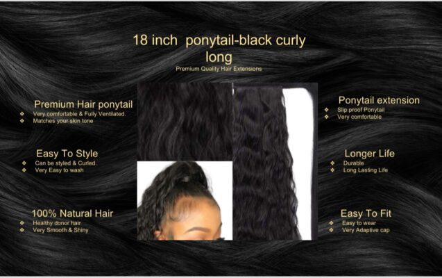 18 inch ponytail black curly long5