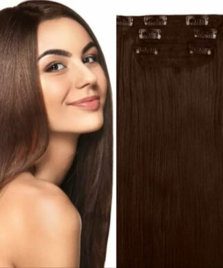 20 brown clip in hair extensions-long straight(1)