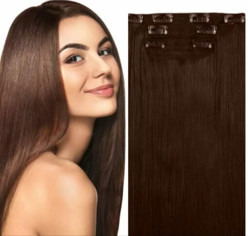 20 brown clip in hair extensions long straight1