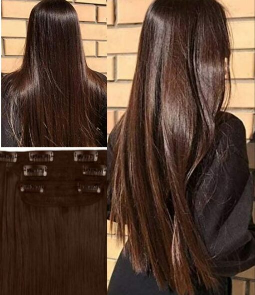 20 brown clip in hair extensions long straight2