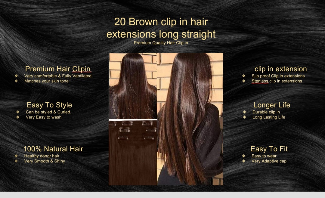 20 brown clip in hair extensions-long straight5