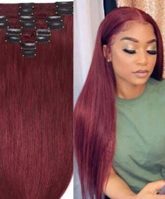 22 inch clip in hair extensions-burgundy long (1)
