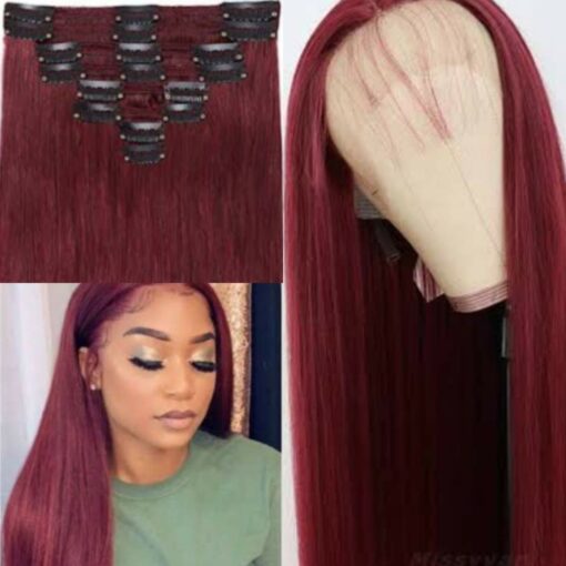 22 inch clip in hair extensions-burgundy long (2)