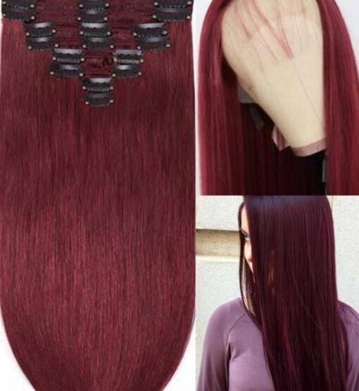 22 inch clip in hair extensions burgundy long 3