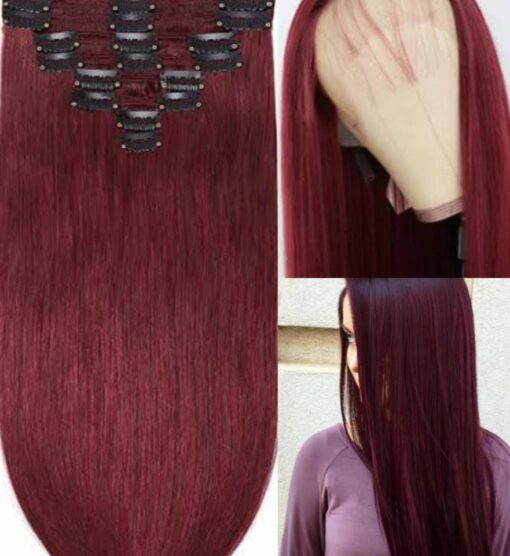 22 inch clip in hair extensions-burgundy long (3)