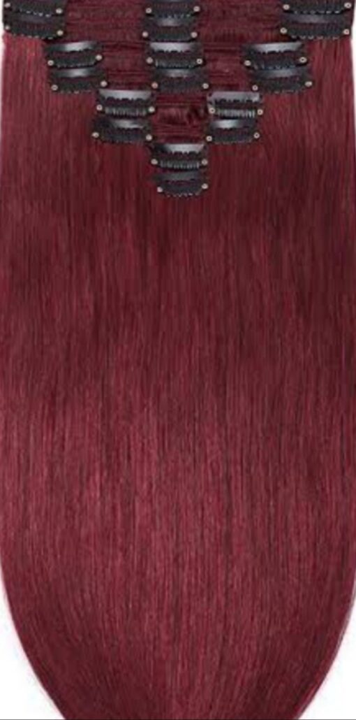 22 inch clip in hair extensions-burgundy long (4)