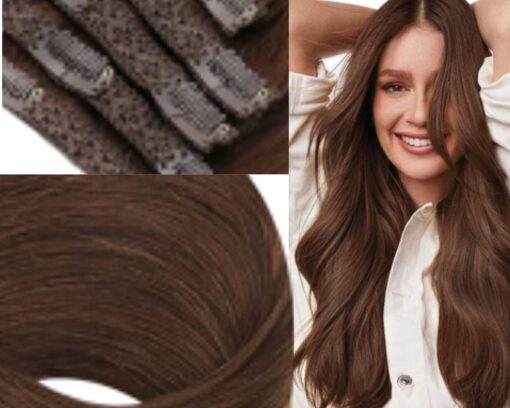 26 inch clip in hair extensions dark brown wavy 2