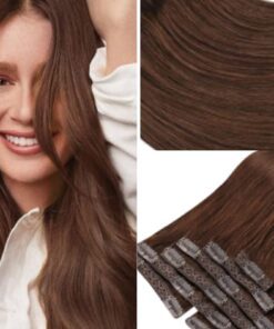 26 inch clip in hair extensions dark brown wavy 3