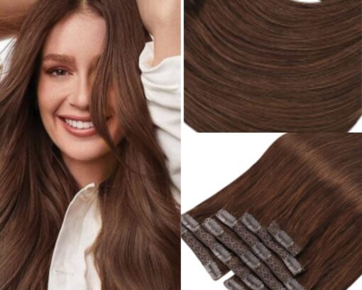 26 inch clip in hair extensions dark brown wavy 3