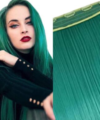 26 inch clip in hair extensions-green long straight 1