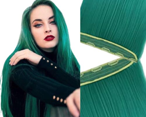 26 inch clip in hair extensions-green long straight 2