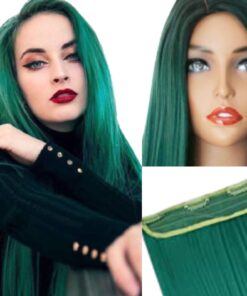 26 inch clip in hair extensions green long straight 3