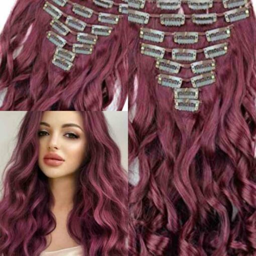 30 inch clip in hair extensions burgundy long 2