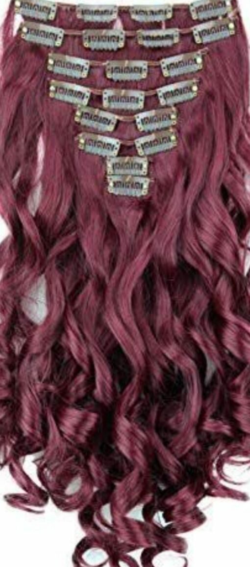 30 inch clip in hair extensions burgundy long 4 1
