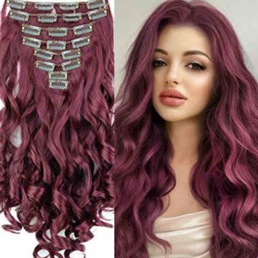 30 inch clip in hair extensions burgundy long1