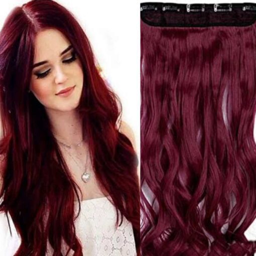 4c clip in hair extensions burgundy long wavy1