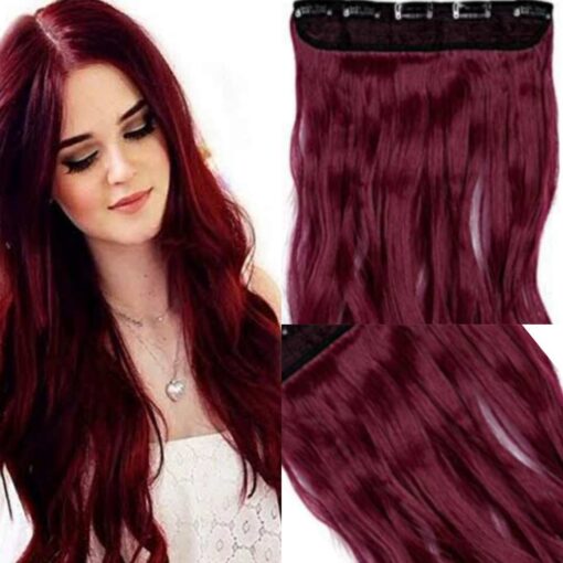 4c clip in hair extensions-burgundy long wavy(2)