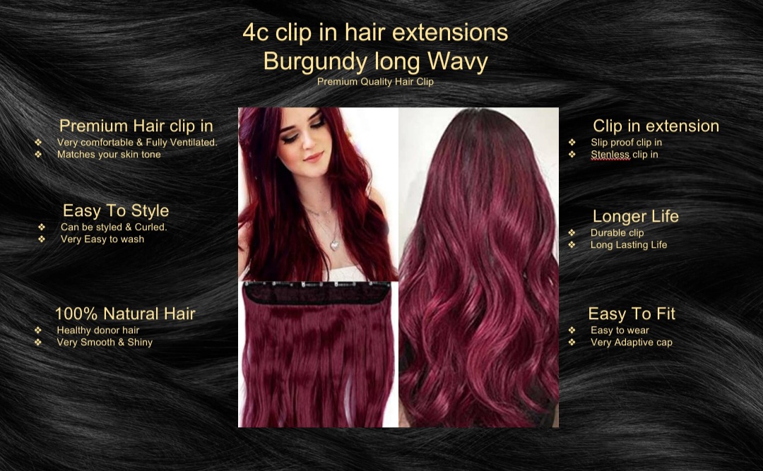 4c clip in hair extensions-burgundy long wavy5