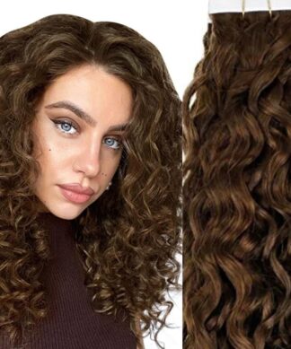4c hair extensions-brown long curly 1