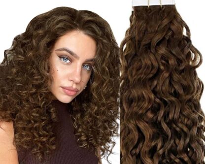 4c hair extensions-brown long curly 1