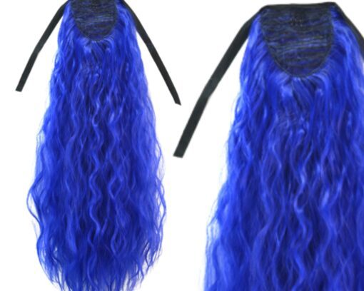 4c ponytail blue curly long 4