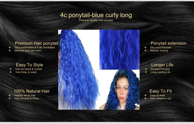 4c ponytail blue curly long5