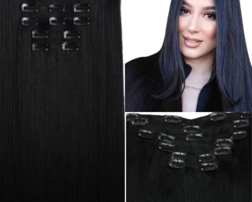 50 cm clip in extensions-black long straight 3
