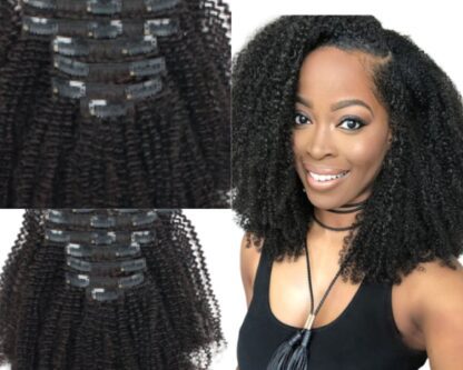 Kinky short clip in hair extensions 4c-black 2