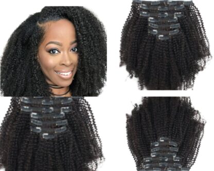 Kinky short clip in hair extensions 4c-black 3