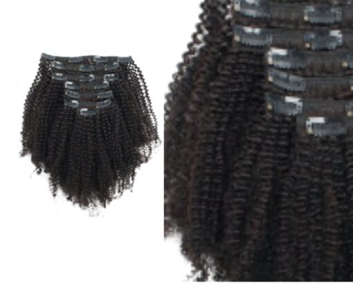 Kinky short clip in hair extensions 4c black 4 1