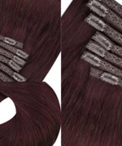 Wine Red clip in hair extension long wavy 3
