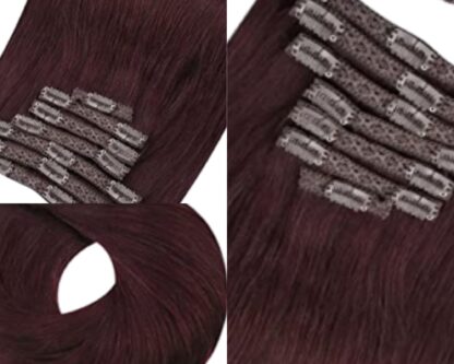 Wine Red clip in hair extension-long wavy 3