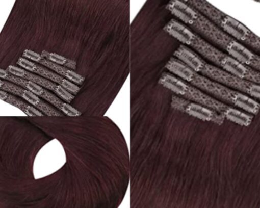 Wine Red clip in hair extension long wavy 3