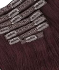 Wine Red clip in hair extension long wavy 4
