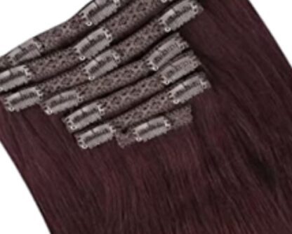 Wine Red clip in hair extension-long wavy 4