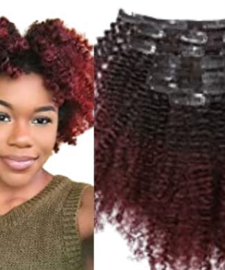 afro clip ins-burgundy short 1