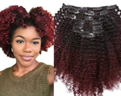 afro clip ins-burgundy short 1