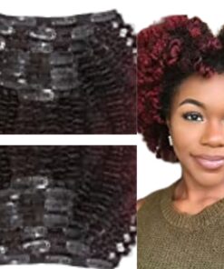 afro clip ins burgundy short 2