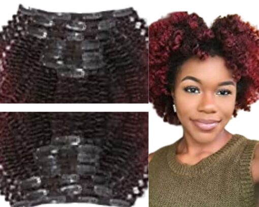 afro clip ins burgundy short 2