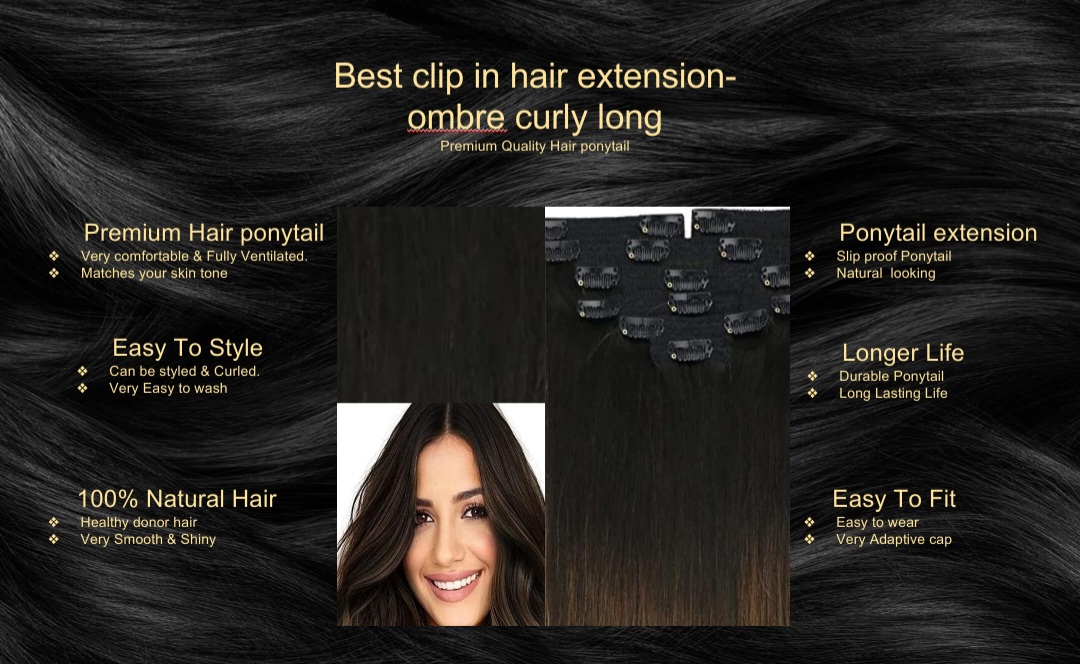 best clip in hair extension-ombre curly long5