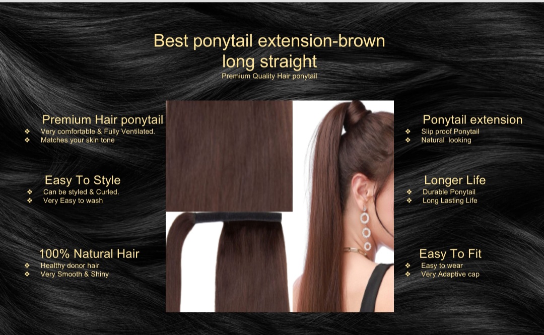 best ponytail extension-brown long straight5