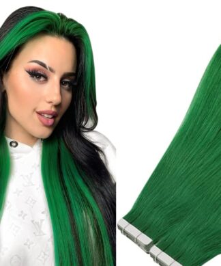 best tape in hair extensions-green long straight 1