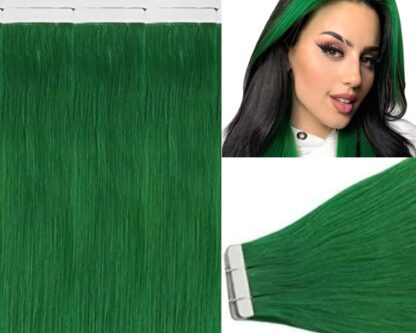 best tape in hair extensions-green long straight 2